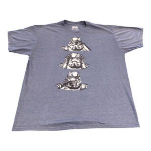 Star Wars T Shirt Blue White Cotton Stormtroopers Three Faces Mens XL